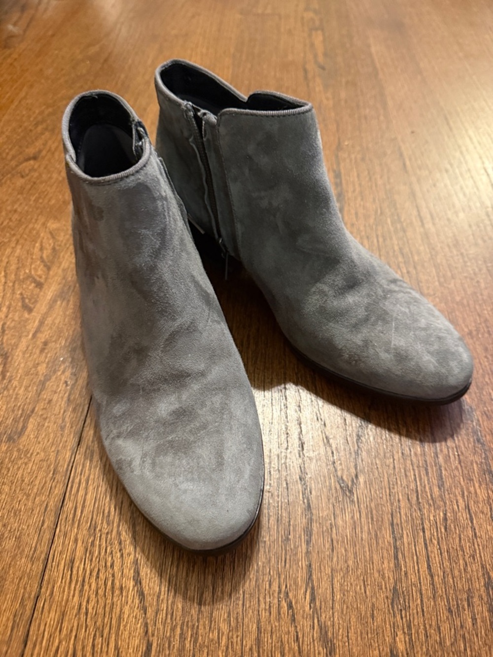 Sam Edelman Gray Suede Slip-On Ankle Booties